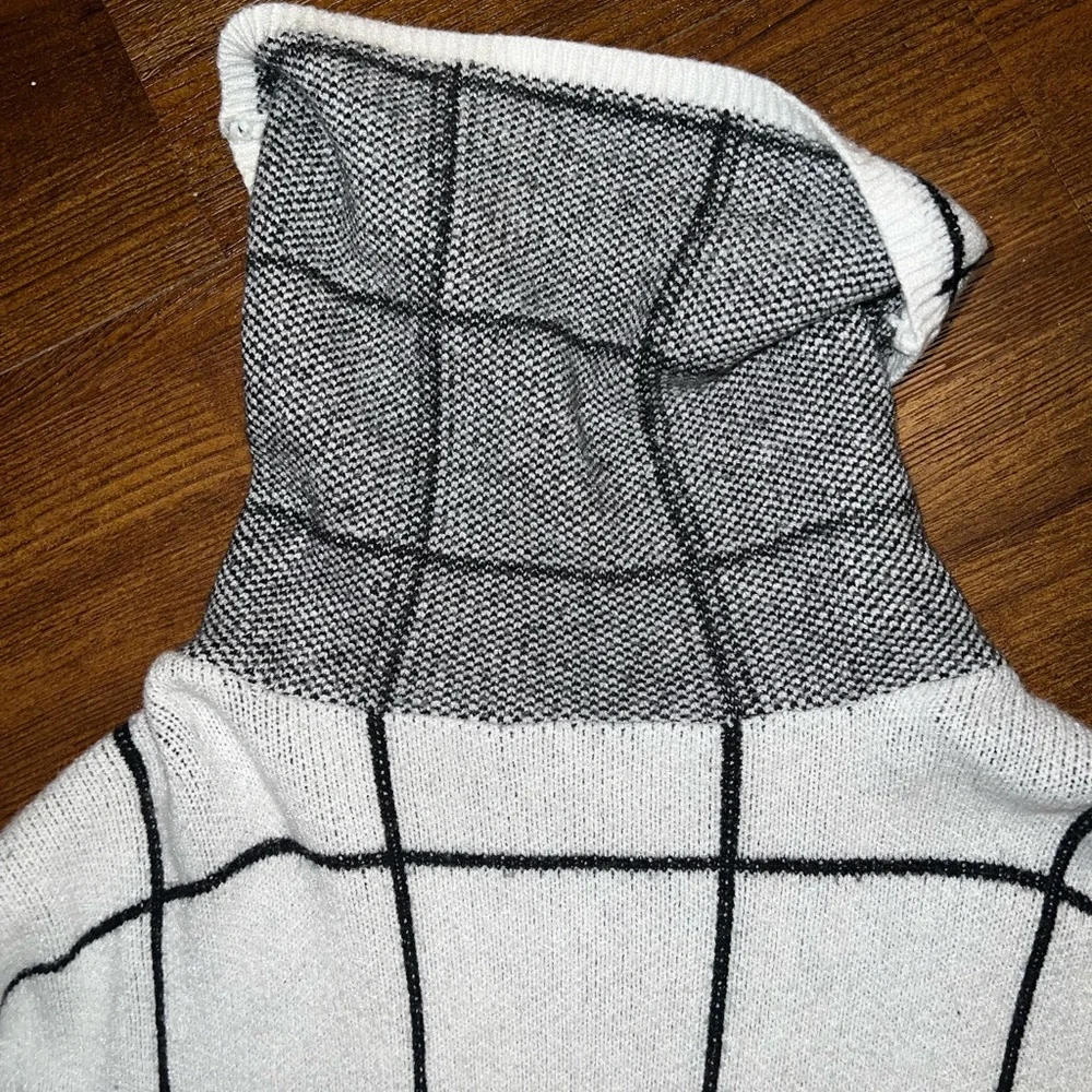 Ecowish White & Black Striped Turtleneck Long Sleeve Relaxed Fit Sweater Size L - Picture 6 of 9